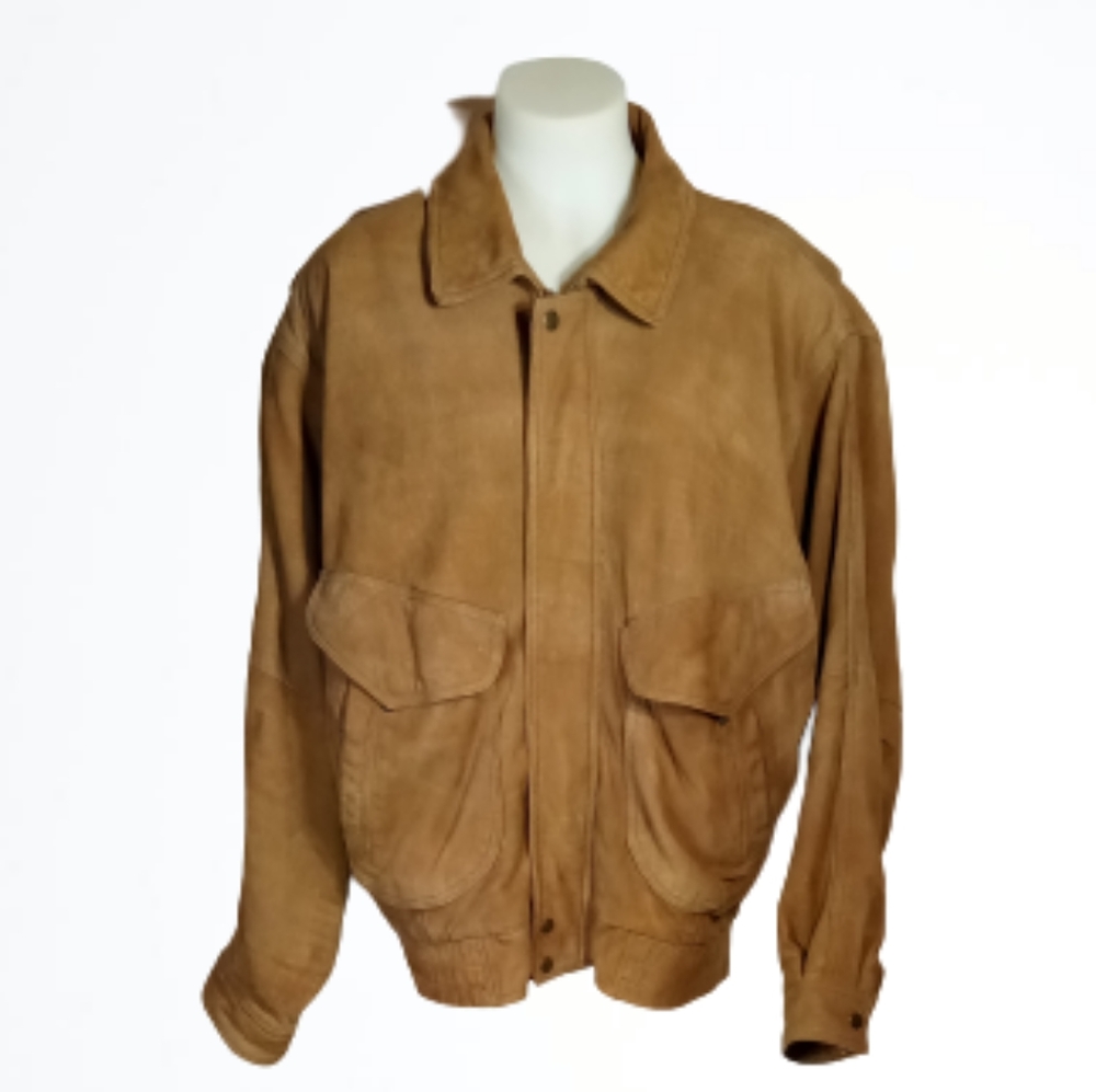 Clout Men's Brown Leather Jacket Sz XL